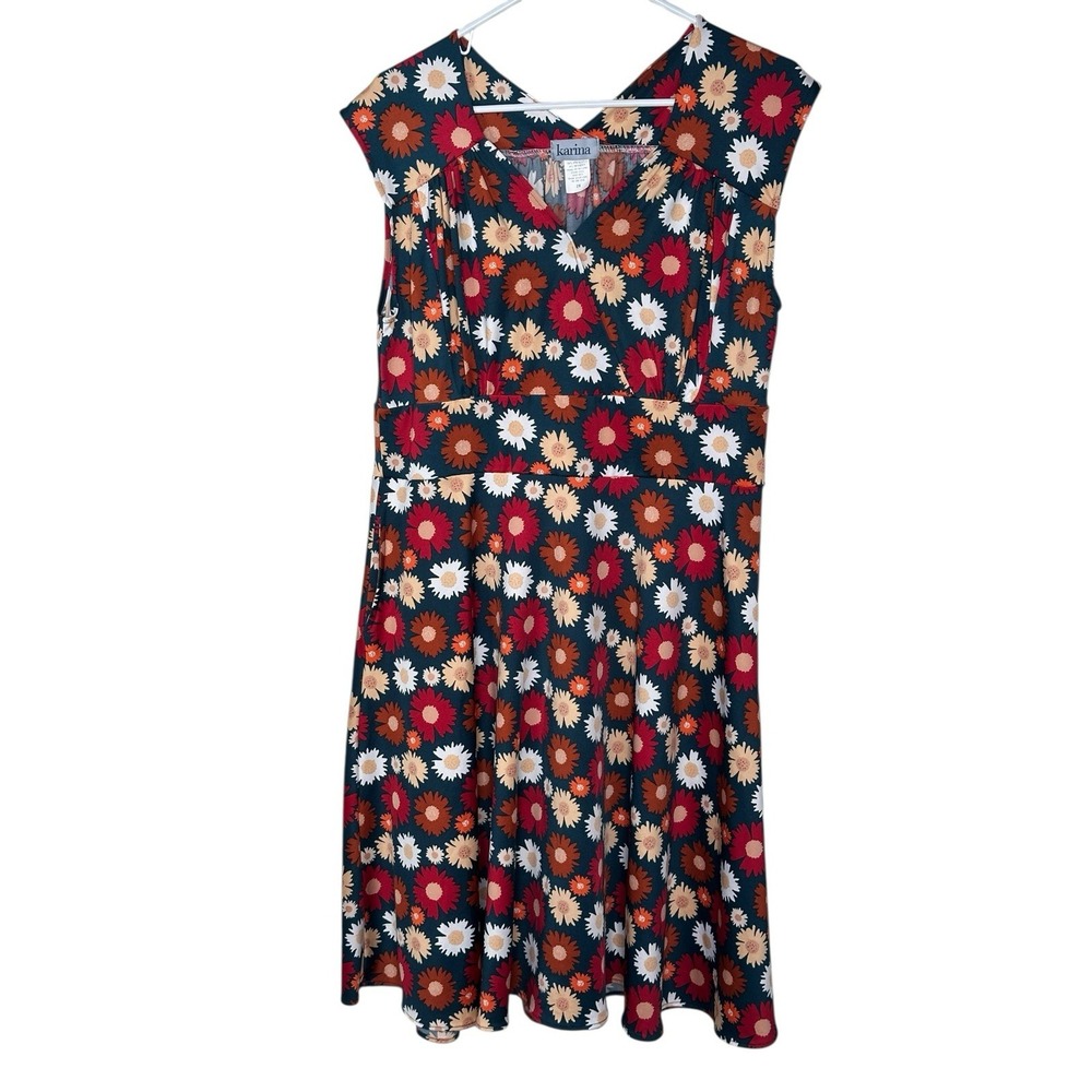 Karina Original Easy Dress Plus Size 2X Maxi Sleeveless Empire Waist Green XXL